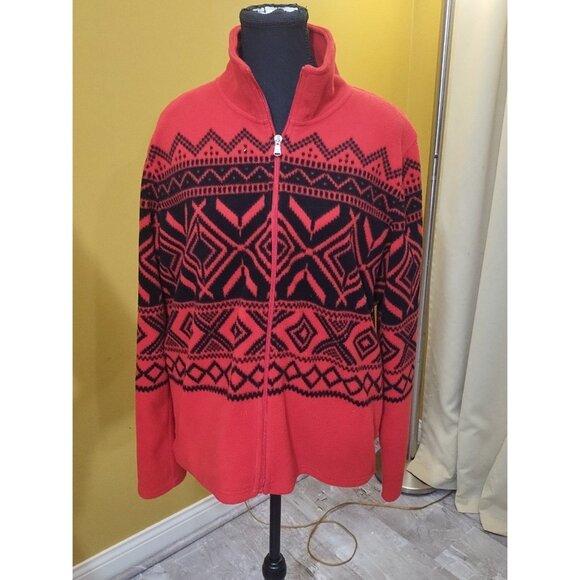 VTG 90s Lauren Ralph Lauren Long Sleeve Full Zip Fleece Aztec Print M Western - Picture 1 of 5